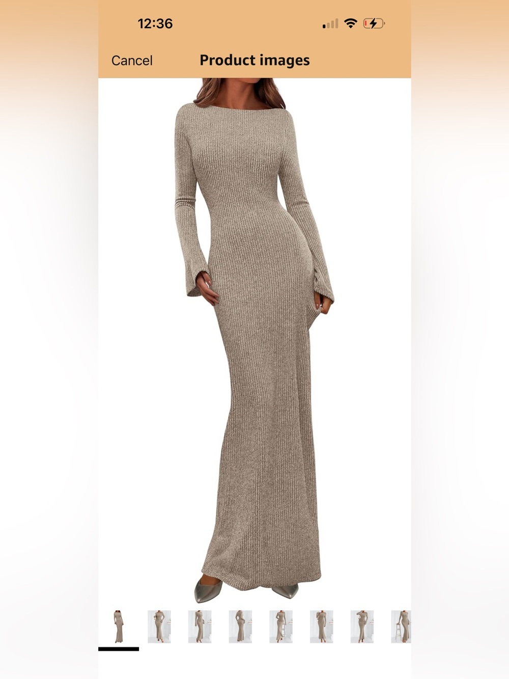 Amazon Long Sleeve Maxi Dress in Taupe
